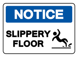 Notice Slippery Floor Symbol Sign,Vector Illustration, Isolate On White Background Label. EPS10