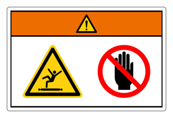 Warning Climbing Sitting Walking Or Riding On Conveyor Do Not Touch Symbol Sign, Vector Illustration, Isolate On White Background Label. EPS10