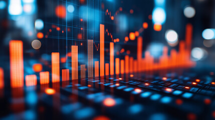 Digital Growth: A vibrant abstract representation of financial progress with a glowing upward trend, symbolizing growth, prosperity, and success in the digital economy.