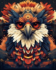 Fototapeta premium Majestic eagle portrait a vibrant fusion of nature and artistry