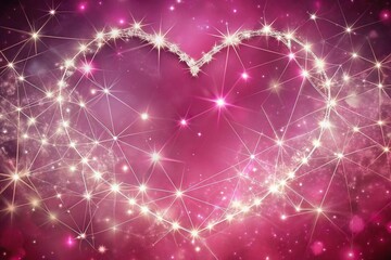 pink heart constellation on starry background