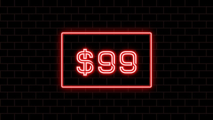 $99 のネオン文字