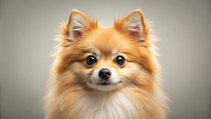 Obraz premium Adorable pomeranian spitz dog with fluffy fur and bright eyes, cute, fluffy, pomeranian, spitz, dog, pet, adorable, small, furry
