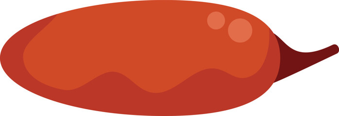 This vector illustration features a single, red hot chili pepper, lying horizontally against a white background