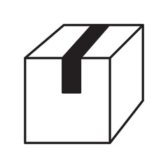 Simple box icon. Closed package vector. Shipping symbol. Cardboard container outline.