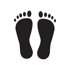 Black footprints icon. Barefoot symbol. Human foot shape. Vector illustration.