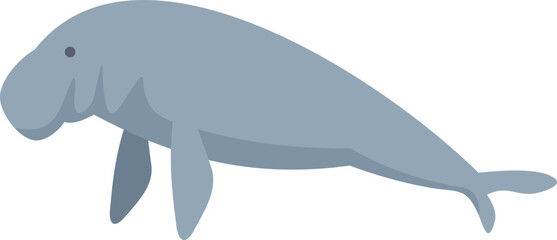 Minimalist vector illustration of a dugong swimming peacefully underwater