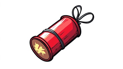 Cartoon Style Illustration of Dynamite on a White Background, Featuring Bright Colors and Playful Design, Perfect for Fun and Creative Projects