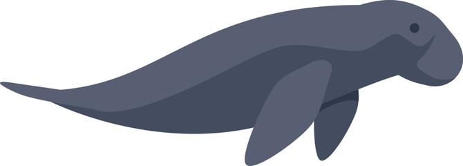 Cute dugong swimming underwater, sea cow isolated on white background