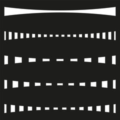 Obraz premium Dashed line vector. Curved stripe design. Geometric pattern shapes. Black and white stripes.