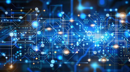 Fototapeta premium Futuristic digital background with blue tones