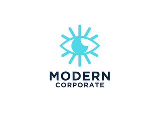 Abstract Eyelash Logo. Blue Linear Style isolated on White Background. Usable for Business and Beauty Logos.