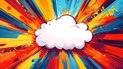Comic book style explosion with a white cloud.