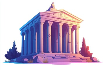 Fototapeta premium Ancient Greek Temple with Columns and Statue