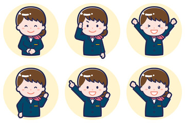 CAの女性のポーズセット_01