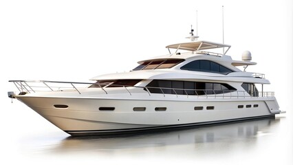 Private motor yacht isolated on white background