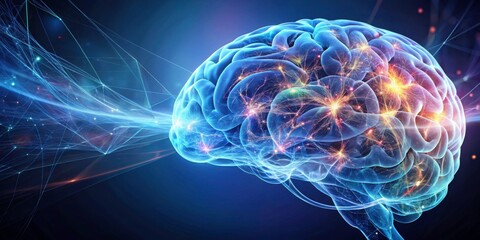 Human brain with abstract visualization, brain, abstract, visualization, creativity, intelligence, innovation, technology