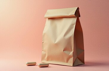  Paper Bag on Pink Background