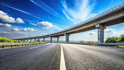 Asphalt highway and bridge under blue sky, bridge, roadway, transportation, infrastructure, travel, engineering, sunny, outdoors