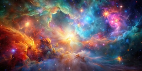 Abstract background resembling a colorful nebula in outer space, Nebula, outer space, abstract, galaxy, stars
