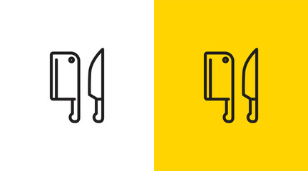 Knife logo icon design template. simple kitchen appliances restaurant catering set icon design