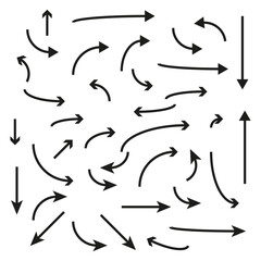Arrow direction icons. Vector arrow collection. Movement graphic elements. Navigation pointer symbols.