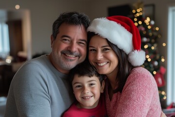 Fototapeta premium Christmas joy with my family. a cute little family enjoying together the jolliest time of the year