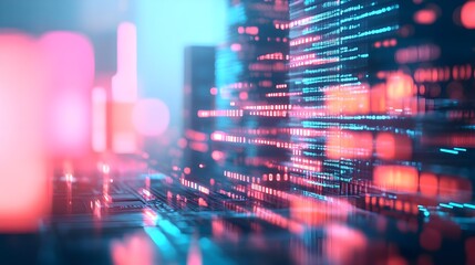 Obraz premium Abstract Digital Data Cityscape