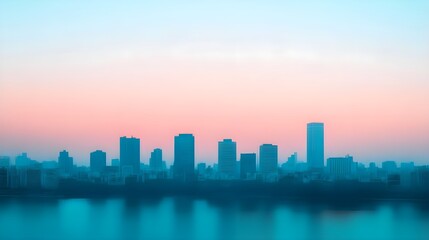 Fototapeta premium City Skyline Sunset Illustration