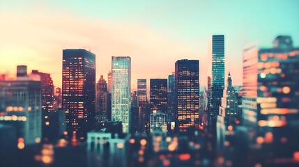 Fototapeta premium Cityscape Sunset Skyline