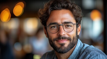 Obraz premium Portrait of a smiling man wearing glasses