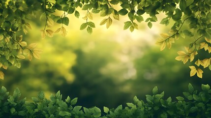 Green Leaves Frame Nature Background
