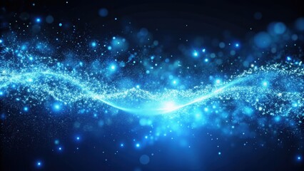 Fototapeta premium Flowing blue particles of light, blue, particles, light, abstract, background, motion, futuristic, digital, technology, energy