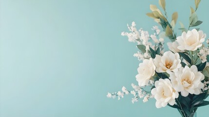 Fototapeta premium White Flowers Blue Background