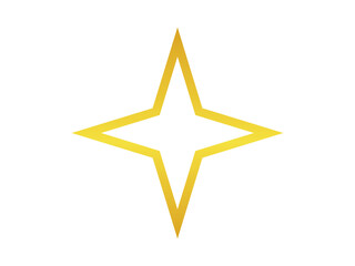 golden shape star frame outline aesthetic shine border vector design on transparent background