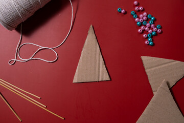Rope Christmas trees Storytelling creating craft Christmas holiday present. Tactile hand-on...