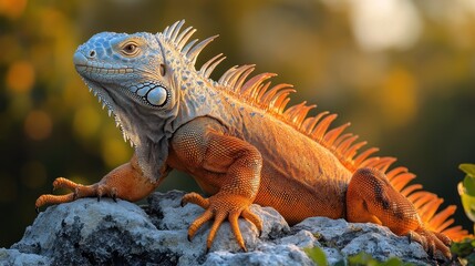 Obraz premium Green Iguana Basking In The Sunlight
