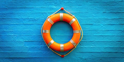 Lifebuoy hanging on a colorful wall , safety, protection, emergency, lifeguard, buoy, wall decor, vibrant, bright, rescue