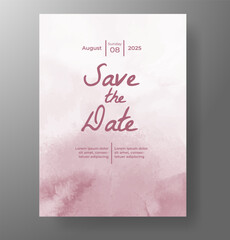 Wedding card invitation template with hand painted watercolor splash