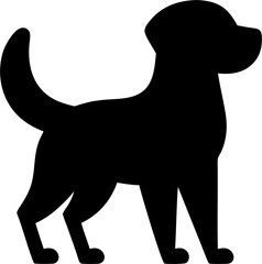 black flat Dog Silhouette. No open shape or path. Dog breed, veterinary, walking, pet sitting logo inspiration. Dog show, competition, pet store, guide dog isolated on transparent background.