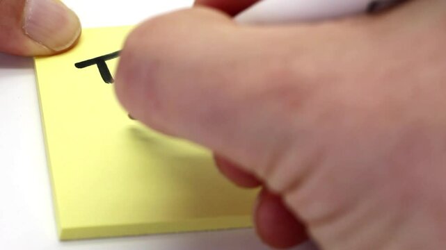 Thank you! being written on a sticky note with a sharpie, isolated on white background