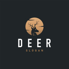 deer logo silhouette design with simple forest animal deer mascot concept template