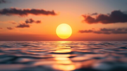Obraz premium Serene sunset over tranquil ocean waters