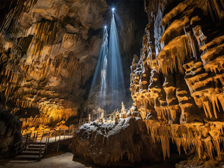 Enchanting Illumination Inside Cango Caves – South Africa's Stunning Geological Marvel with Unique Limestone Formations