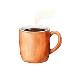 A steaming cup of coffee in a simple brown ceramic mug, exuding warmth and inviting comfort.