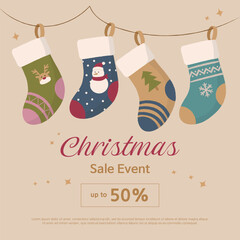 겨울 크리스마스 할인 이벤트 일러스트 템플릿