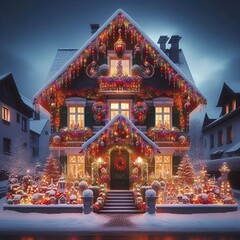 Fototapeta premium christmas house at night