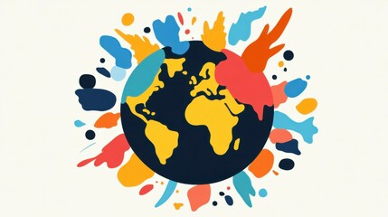 Obraz premium Globalization. A colorful globe with a splash of paint on it