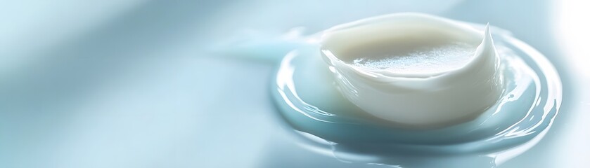 White Cream Swirl on a Blue Background