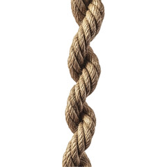 A close-up of a thick, twisted rope with a natural, brown texture against a black background.